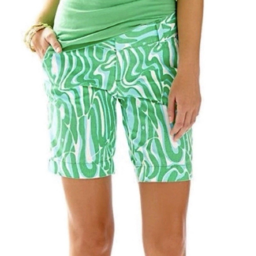 Lilly Pulitzer Women 4 Green Multi 100% Cotton Finders Keepers the Chipper Short